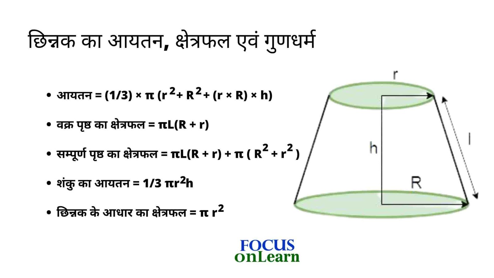 Frustum Formula in Hindi